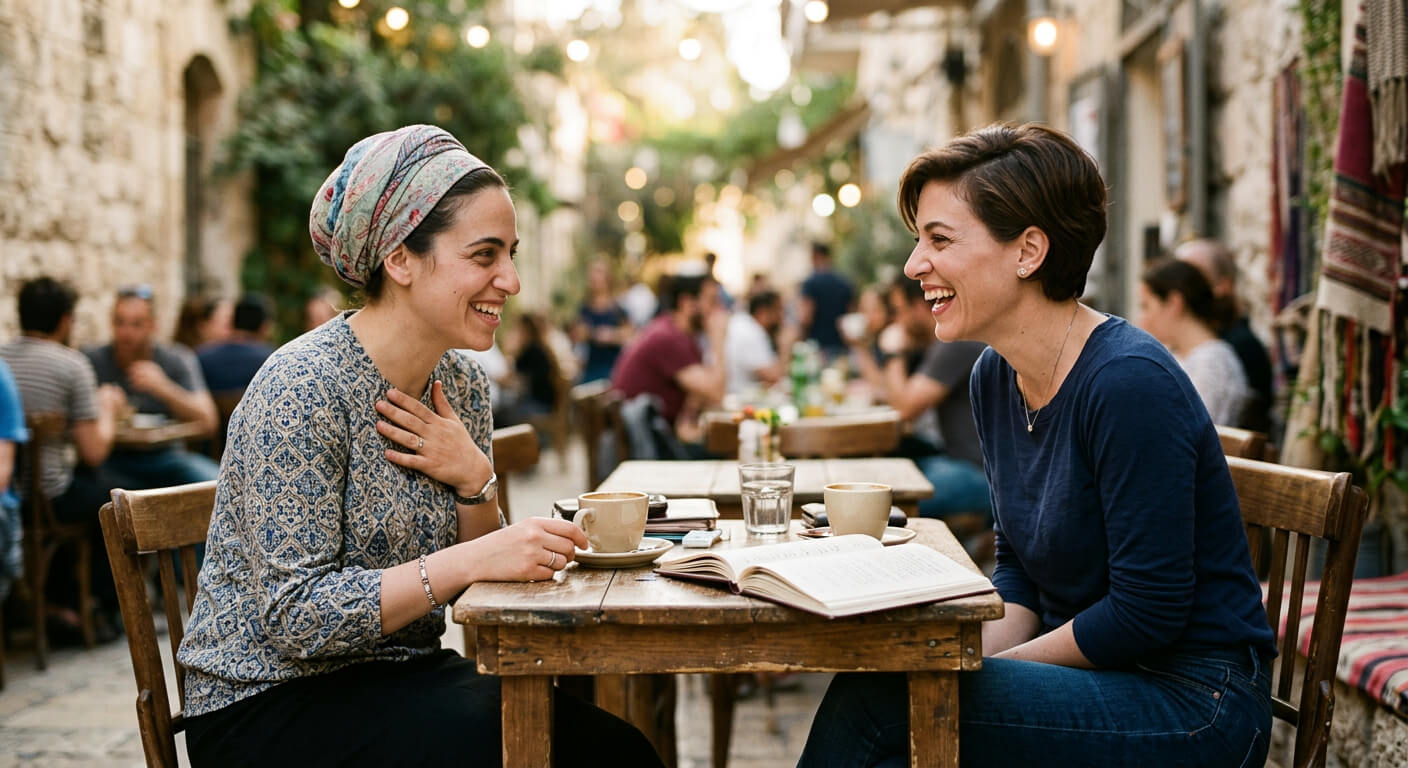 שתי נשים לומדות יחד בחברותא